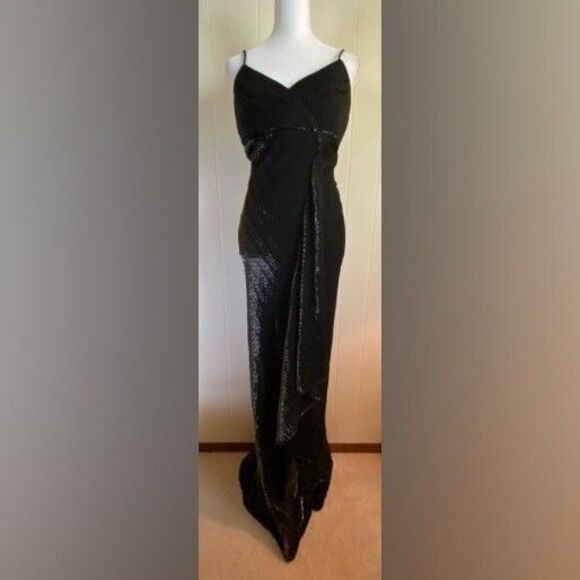 Vintage Debut Dress Women’s Large Gown Black Sparkling Long Formal Wedding Prom - Picture 1 of 9